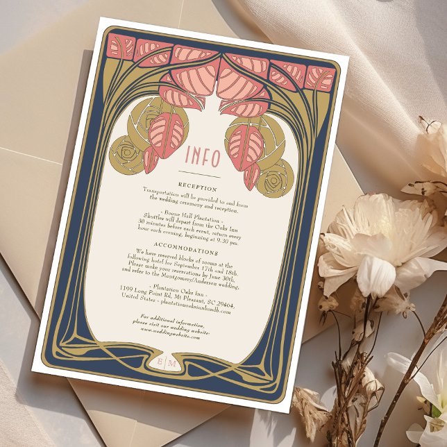 Jugendstil-Hochzeit Details Karte mit Baum (Von Creator hochgeladen)