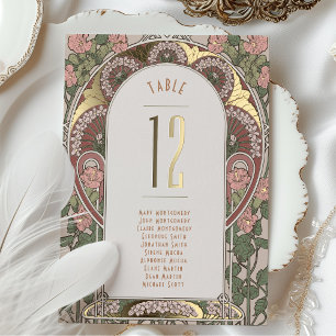 Jugendstil-Hochzeit Goldene Akzente Tischnummer