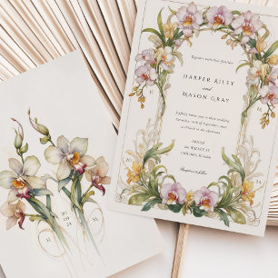 Jugendstil-Hochzeit im eleganten Orchid Einladung