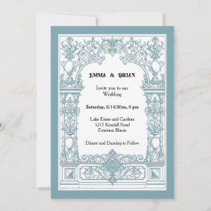 Jugendstil-Hochzeitseinladung Vintage verziert Einladung