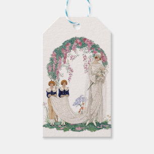 Jugendstil-Hochzeitsillustration – Vintage-Braut Geschenkanhänger