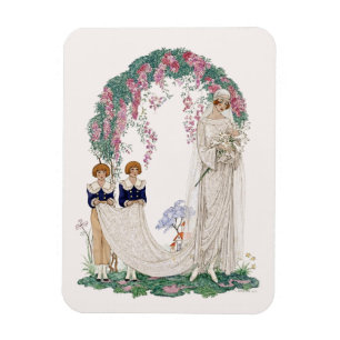 Jugendstil-Hochzeitsillustration – Vintage-Braut Magnet