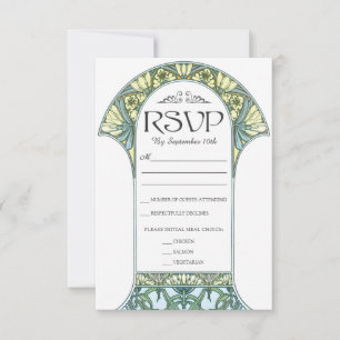 Jugendstil-Hochzeitskarten (Set #1) RSVP Karte