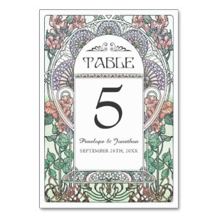 Jugendstil-Hochzeitskarten (Set #3) Tischnummer
