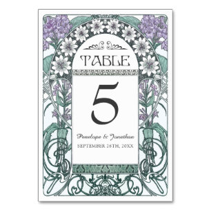Jugendstil-Hochzeitskarten (Set #6) Tischnummer