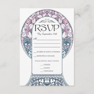 Jugendstil-Hochzeitskarten (Set #8) RSVP Karte