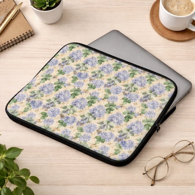 Jugendstil-Hortensienmuster mit Libellen Laptopschutzhülle (Von Creator hochgeladen)