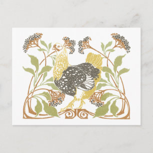 Jugendstil-Hühner Postkarte