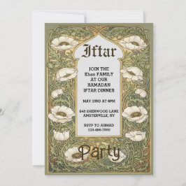 Jugendstil-Iftar-Mohnblumen-Einladung Einladung