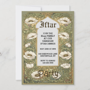 Jugendstil-Iftar-Mohnblumen-Einladung Einladung