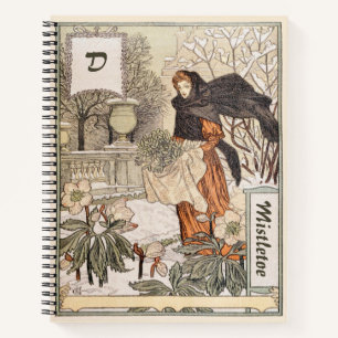 Jugendstil-Illustration des Wintergartens im Dezem Notizbuch