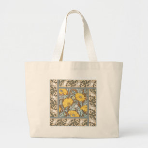Jugendstil-Illustration Mohn Gelbe Blume Jumbo Stoffbeutel