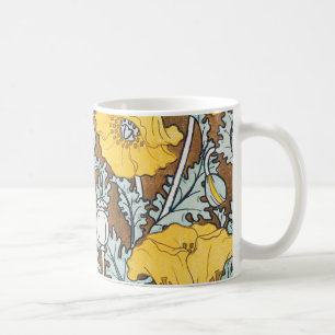 Jugendstil-Illustration Mohn Gelbe Blume Kaffeetasse