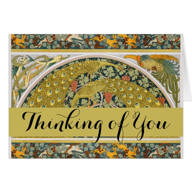 Jugendstil im Pfauenstil - runder, aufwändiger Ent (Vorderseite (Horizontal))