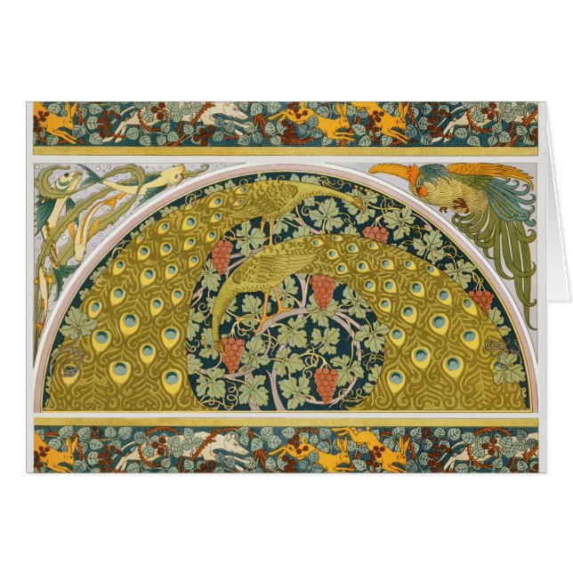 Jugendstil im Pfauenstil - runder, aufwändiger Ent (Vorderseite (Horizontal))