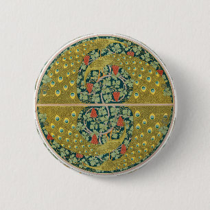 Jugendstil im Pfauenstil - runder, aufwändiger Ent Button