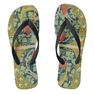 Jugendstil im Pfauenstil - runder, aufwändiger Ent Flip Flops