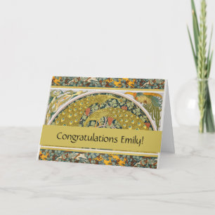 Jugendstil im Pfauenstil - runder, aufwändiger Ent Karte