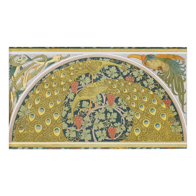 Jugendstil im Pfauenstil - runder, aufwändiger Ent Namenschild (Vorderseite)