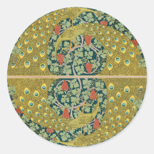Jugendstil im Pfauenstil - runder, aufwändiger Ent Runder Aufkleber