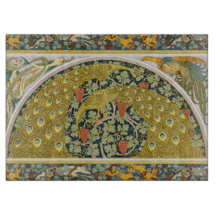 Jugendstil im Pfauenstil - runder, aufwändiger Ent Schneidebrett