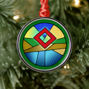Jugendstil Ingwaz-Rune der aufkommenden Energie Ornament Aus Metall