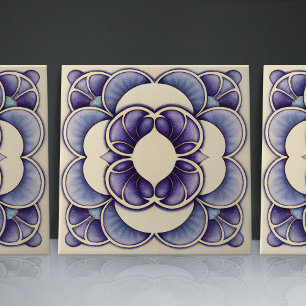 Jugendstil-inspirierte Lissabon Jacaranda-Blüte Fliese