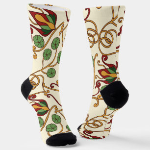 Jugendstil-inspiriertes florales Design Socken