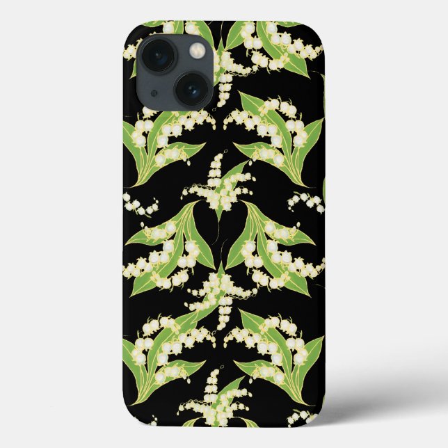 Jugendstil iPad Case, Lilies on Black Case-Mate iPhone Hülle (Rückseite)