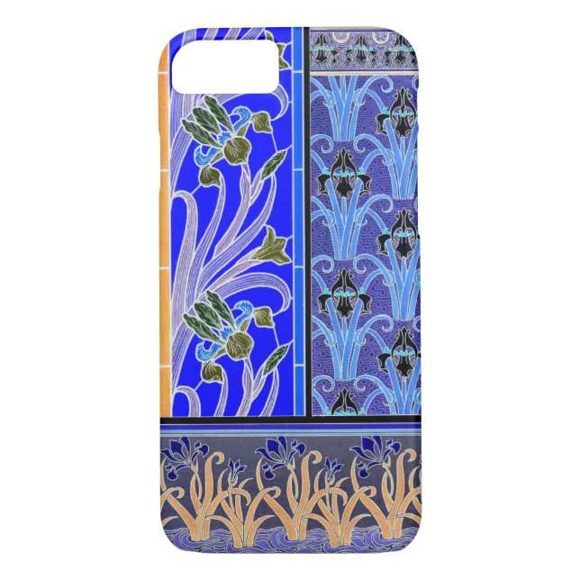 Jugendstil-Iris-Blume Case-Mate iPhone Hülle (Rückseite)
