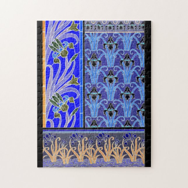 Jugendstil-Iris-Blume elegant Vintag Puzzle (Vertikal)