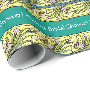 Jugendstil Iris Florale Blumen Brautdusche Geschenkpapier