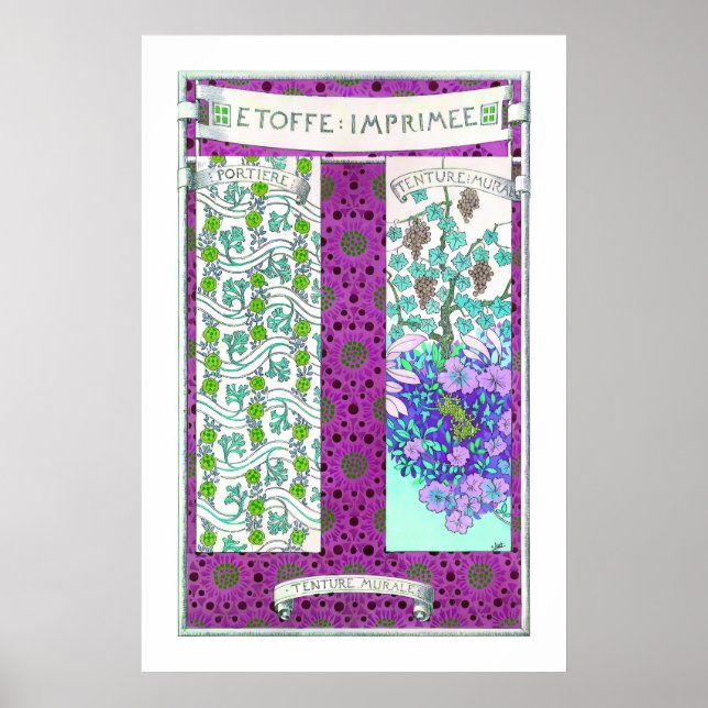 Jugendstil Joseph Binet Weinrebe Blumenskunst Poster (Vorne)