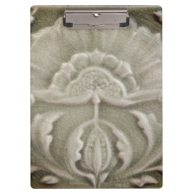 Jugendstil jugendstil Blume Fliesen Design braun Klemmbrett (Vorderseite)