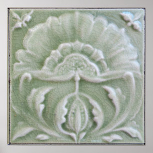 Jugendstil jugendstil Blume Kachel-Oberfläche Poster