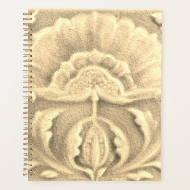Jugendstil-Jugendstil-Blume-Ziegelgold Planer (Vorderseite)