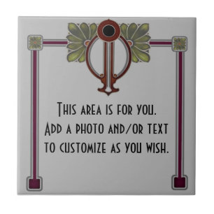 Jugendstil Jugendstil/Deko c1900 Repro Gray Burg Fliese