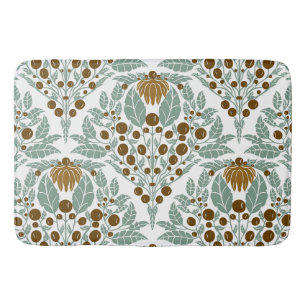 Jugendstil-Kakao & Mint-Vintage Blumenschlacke Badematte