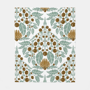 Jugendstil-Kakao & Minze - Vintage-Blumen-Schalupp Fleecedecke