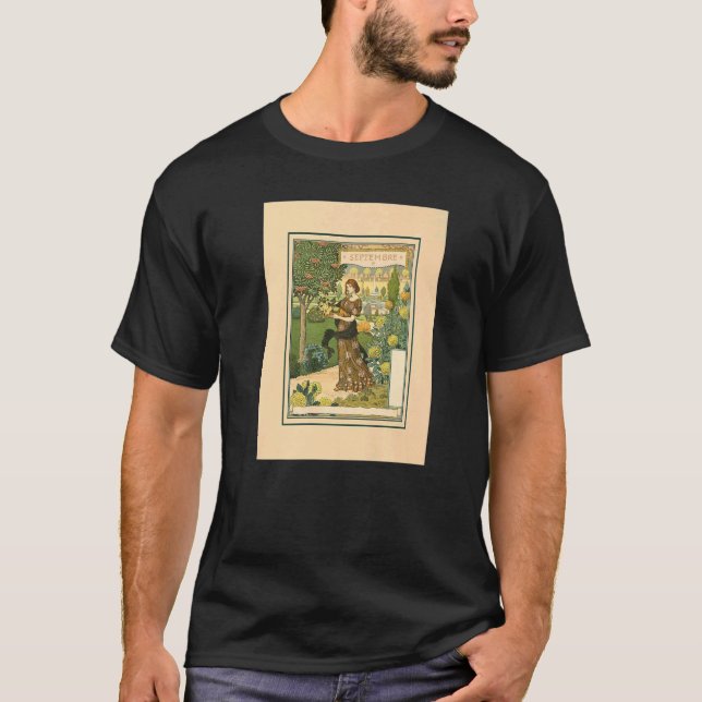 Jugendstil-Kalender Wandern neben dem Wasser T-Shirt (Vorderseite)