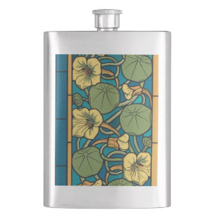 Jugendstil Kapuzinerkresse Blau Gold floral Verneu Flachmann