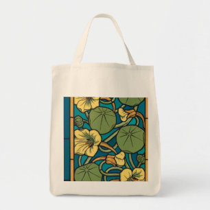 Jugendstil Kapuzinerkresse Blau Gold floral Verneu Tragetasche