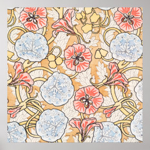 Jugendstil-Kapuzinerkresse-Blumenmuster Poster
