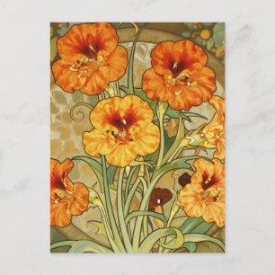 Jugendstil-Kapuzinerkresse-Blumenmuster Postkarte