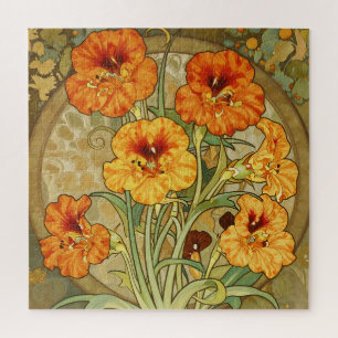 Jugendstil-Kapuzinerkresse-Blumenmuster Puzzle