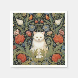 Jugendstil-Katze im Garten Serviette