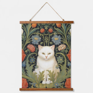 Jugendstil-Katze im Garten Wandteppich Mit Holzrahmen