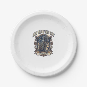 Jugendstil-Katze Katze Jugendstil Vintage-Vektor K Pappteller