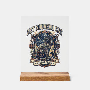 Jugendstil-Katze Katze Jugendstil Vintage-Vektorku Acrylschild