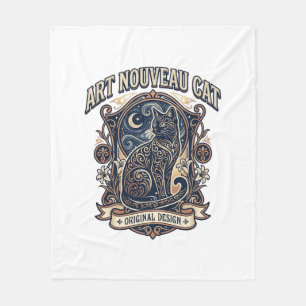 Jugendstil-Katze Katze Jugendstil Vintage-Vektorku Fleecedecke